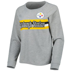 Pittsburgh Steelers Juniors All Striped Up Raglan Long Sleeve T-Shirt - Heathered Gray for sale
