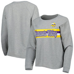 Minnesota Vikings Juniors All Striped Up Raglan Long Sleeve T-Shirt - Heathered Gray discount