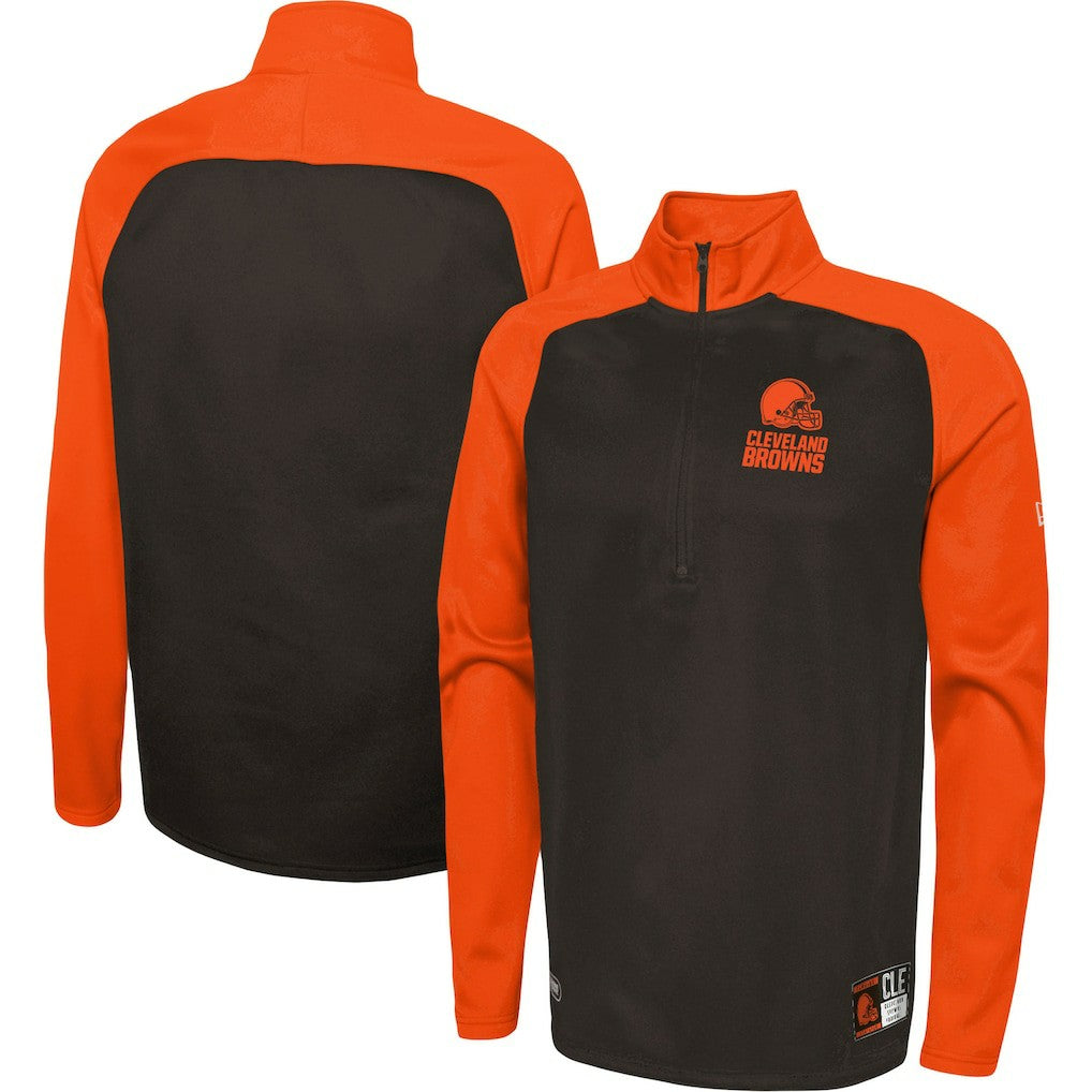 Cleveland Browns New Era Combine Authentic O-Line Raglan Half-Zip Jacket - Brown sale