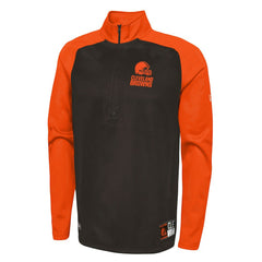 Cleveland Browns New Era Combine Authentic O-Line Raglan Half-Zip Jacket - Brown sale