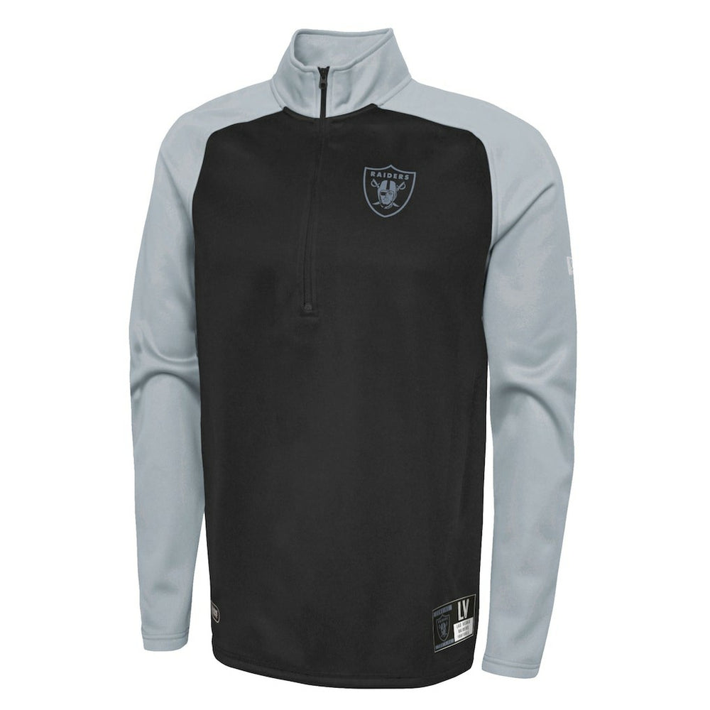 Las Vegas Raiders New Era Combine Authentic O-Line Raglan Half-Zip Jacket - Black outlet