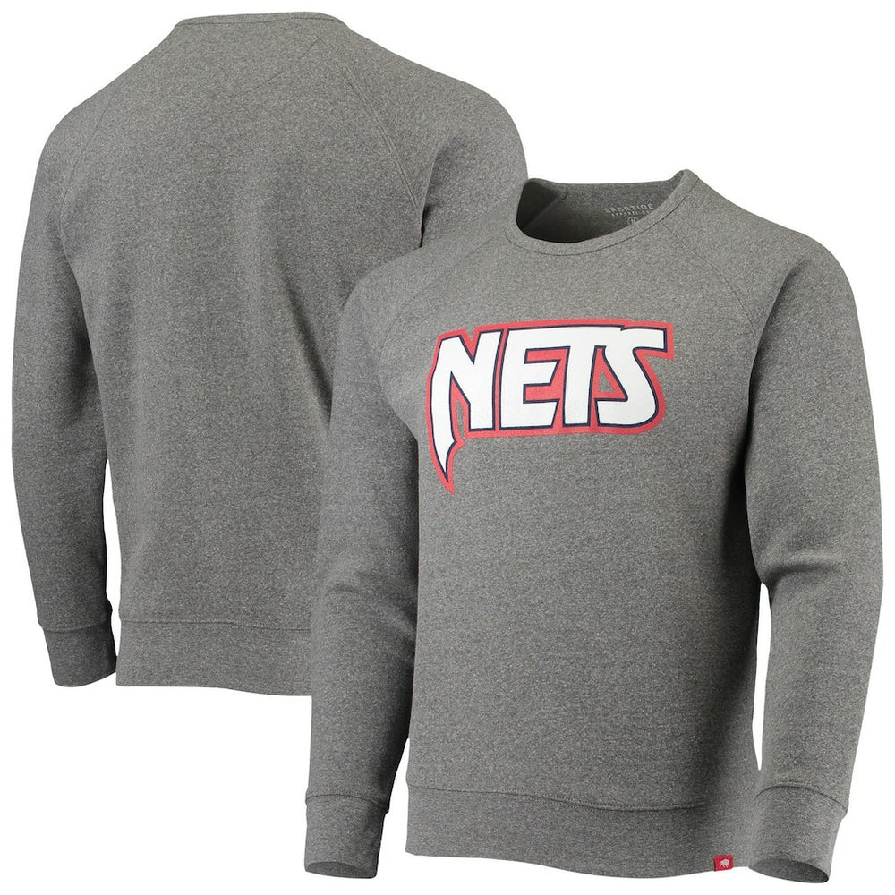 Brooklyn Nets Sportiqe Moments Mixtape Harmon Raglan Pullover Sweatshirt - Heathered Gray for sale