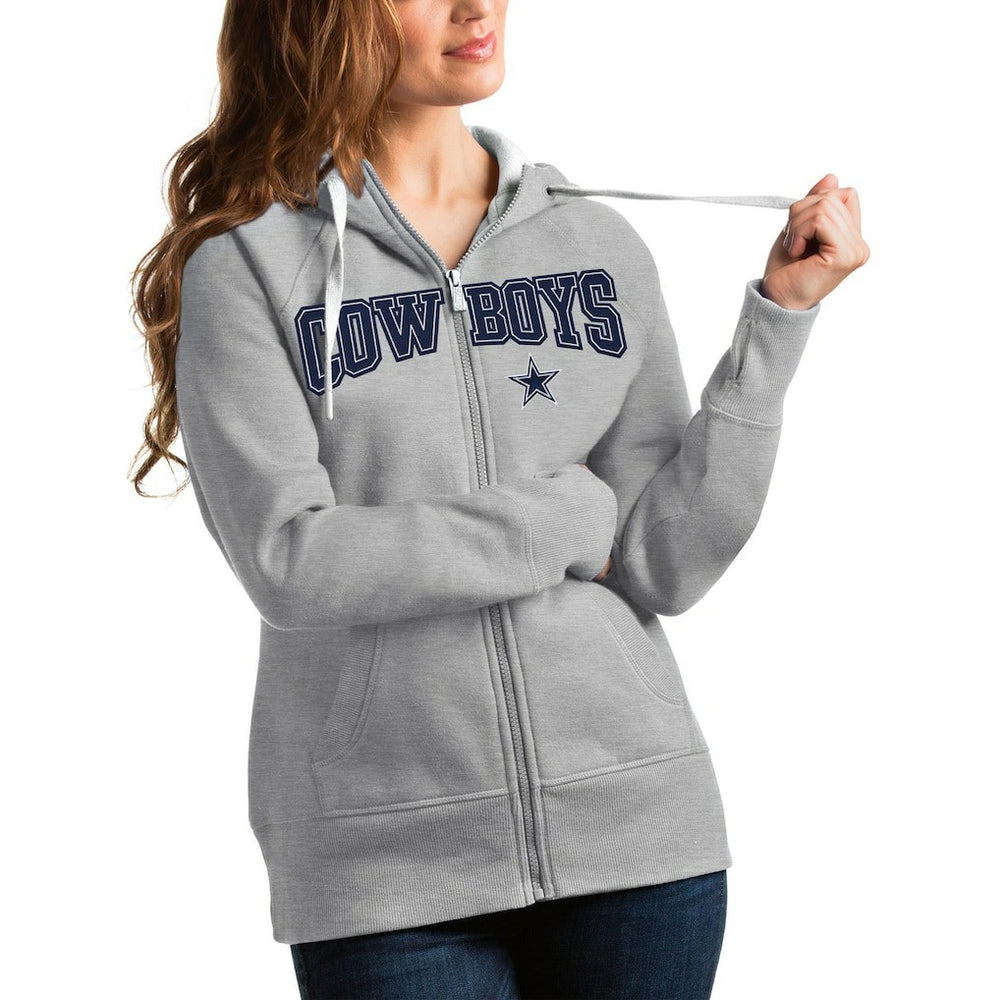 Dallas Cowboys Antigua Women's Team Victory Full-Zip Hoodie - Heathered Gray outlet