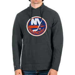 New York Islanders Antigua Reward Crossover Neckline Pullover Sweatshirt Heathered Charcoal