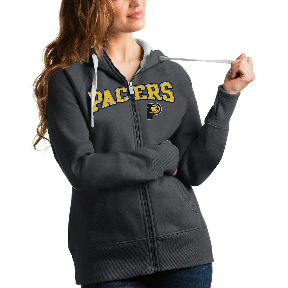 Indiana Pacers Antigua Women's Team Victory Full-Zip Hoodie - Charcoal discount