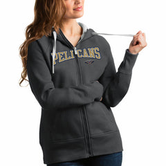 New Orleans Pelicans Antigua Women's Team Victory Full-Zip Hoodie - Charcoal on sale