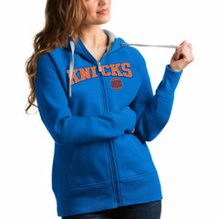 New York Knicks Antigua Women's Team Victory Full-Zip Hoodie - Blue on sale