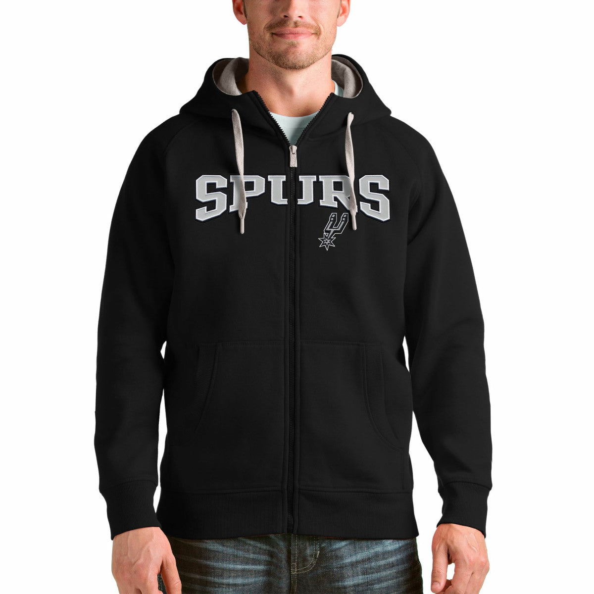 San Antonio Spurs Antigua Team Victory Full-Zip Hoodie - Black cheap