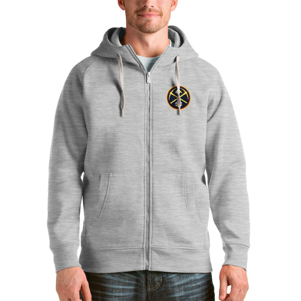 Denver Nuggets Antigua Logo Victory Full-Zip Hoodie sale - Heathered Gray online