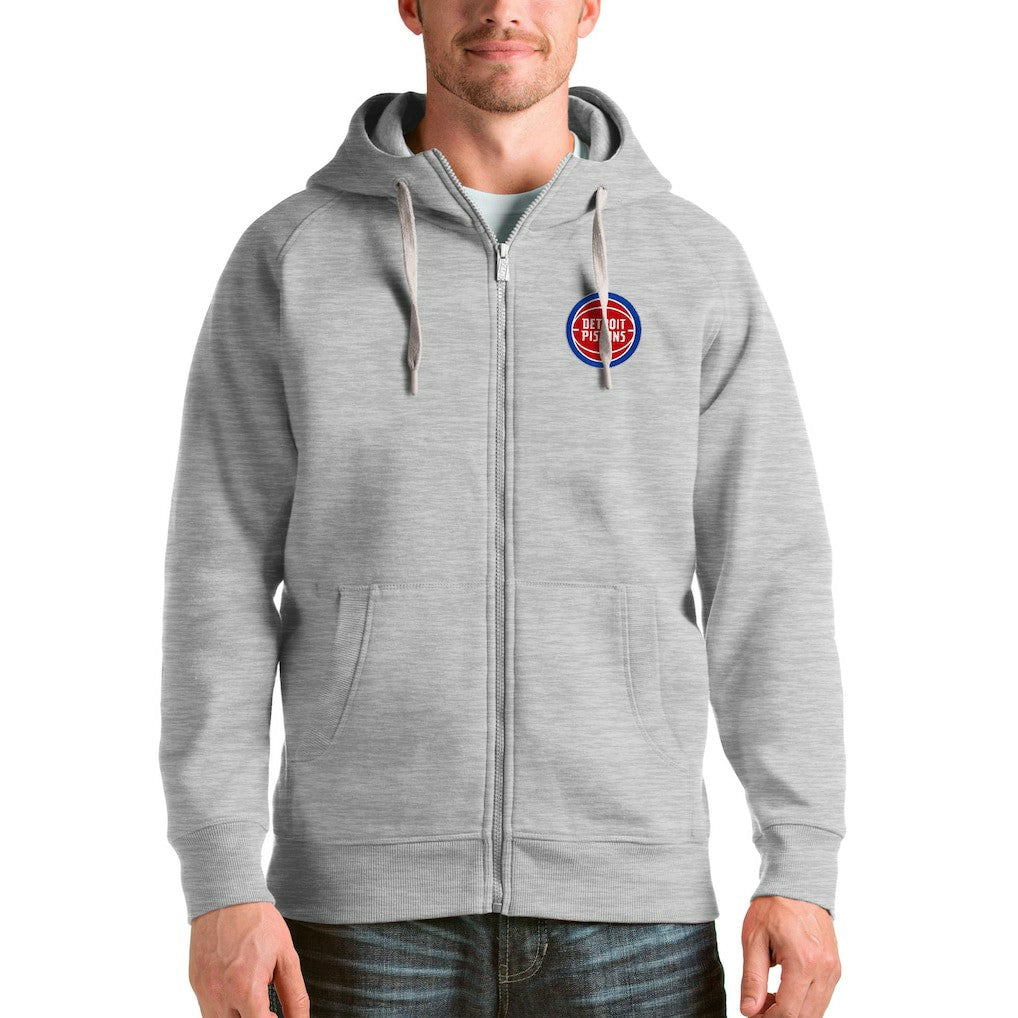 Detroit Pistons Antigua Logo Victory Full-Zip Hoodie sale - Heathered Gray discount