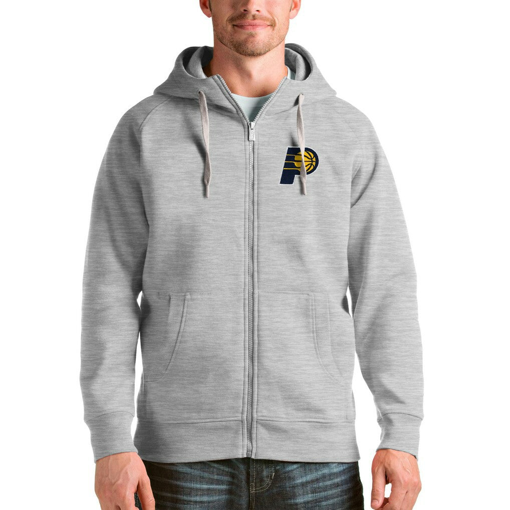 Indiana Pacers Antigua Logo Victory Full-Zip Hoodie - Heathered Gray for sale