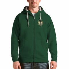 Milwaukee Bucks Antigua Logo Victory Full-Zip Hoodie - Hunter Green shop