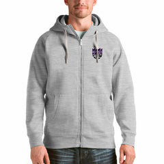 Sacramento Kings Antigua Logo Victory Full-Zip Hoodie - Heathered Gray for sale