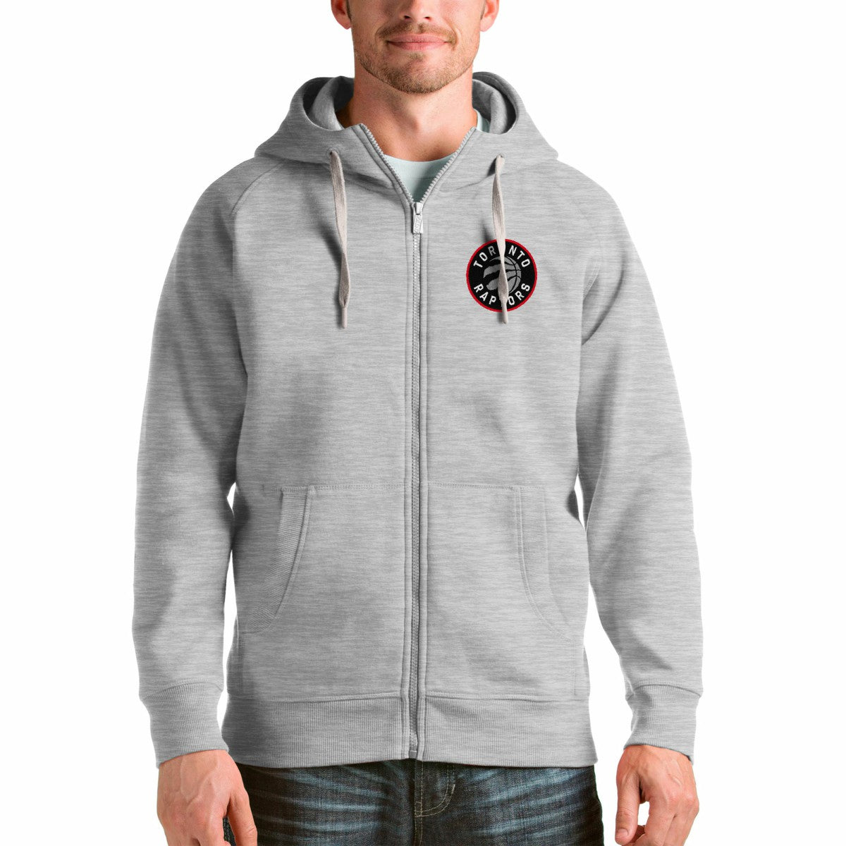 Toronto Raptors Antigua Logo Victory Full-Zip Hoodie - Heathered Gray sale