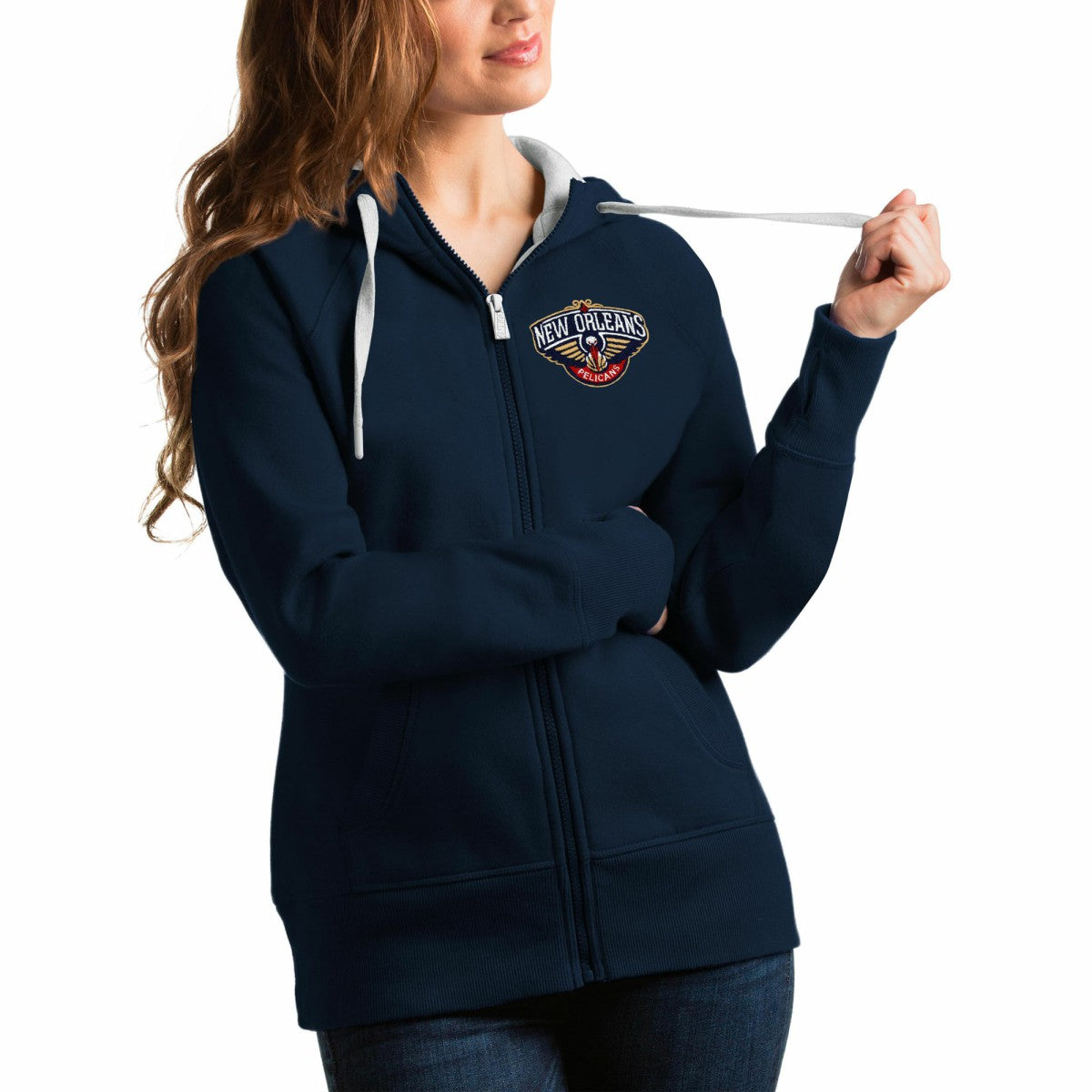 New Orleans Pelicans Antigua Women's Victory Full-Zip Hoodie - Navy on sale