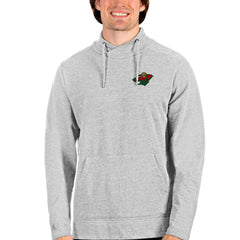 Minnesota Wild Antigua Team Reward Crossover Neckline Pullover Sweatshirt Heathered Gray