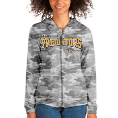Nashville Predators Antigua Women's Team Absolute Full-Zip Hoodie Camo