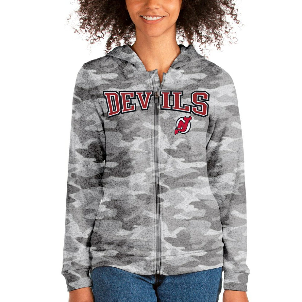 New Jersey Devils Antigua Women's Team Absolute Full-Zip Hoodie Camo