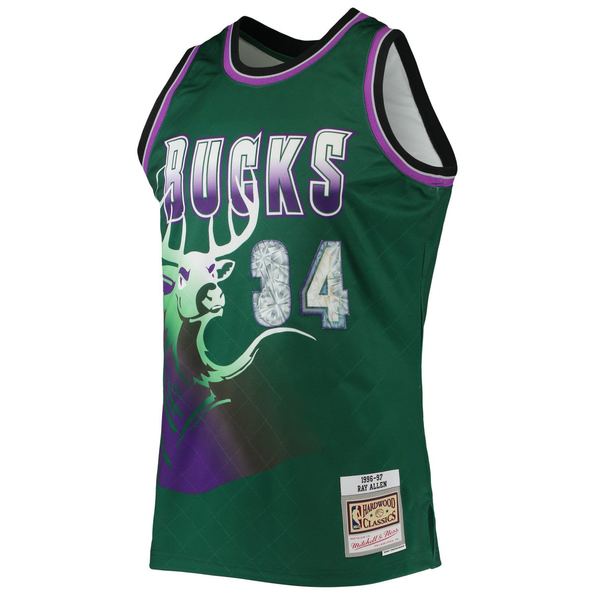 Ray Allen Milwaukee Bucks 1996/97 Hardwood Classics NBA 75th Anniversary Diamond Swingman Jersey - Green | Mitchell & Ness for sale