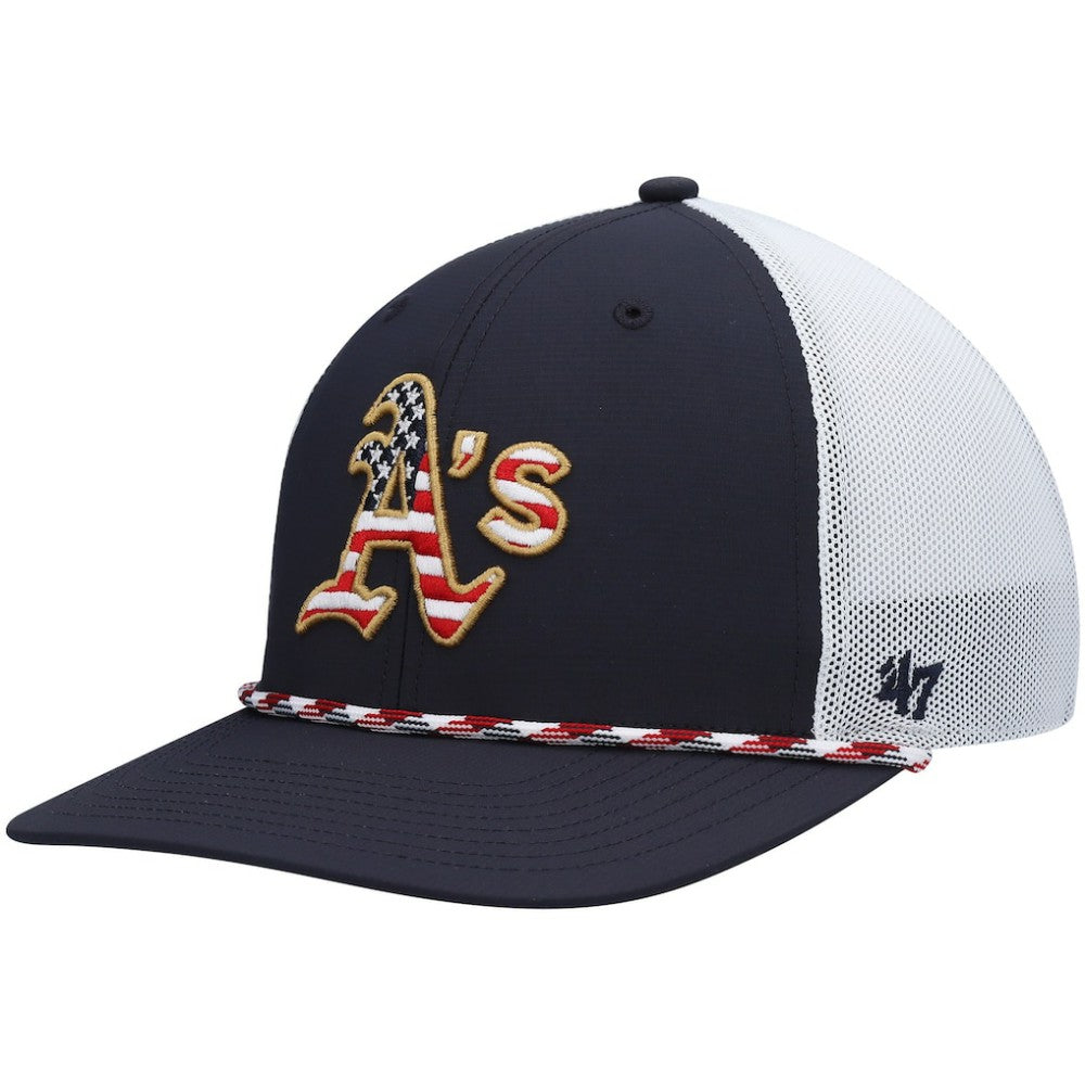 Athletics Flag Fill Trucker Snapback Hat - Navy/White | 47 brand