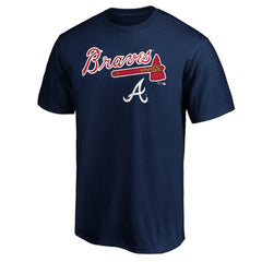 Atlanta Braves Team Lockup Logo T-Shirt - Navy