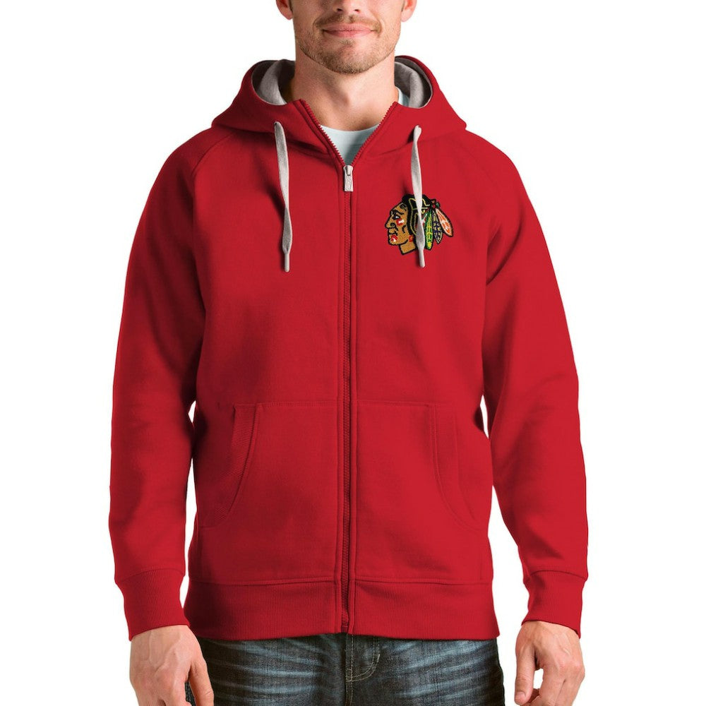 Chicago Blackhawks Antigua Logo Victory Full-Zip Hoodie Red