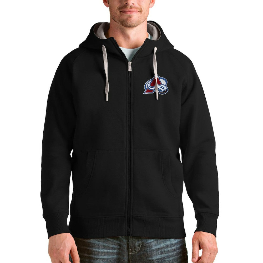 Colorado Avalanche Antigua Logo Victory Full-Zip Hoodie Black