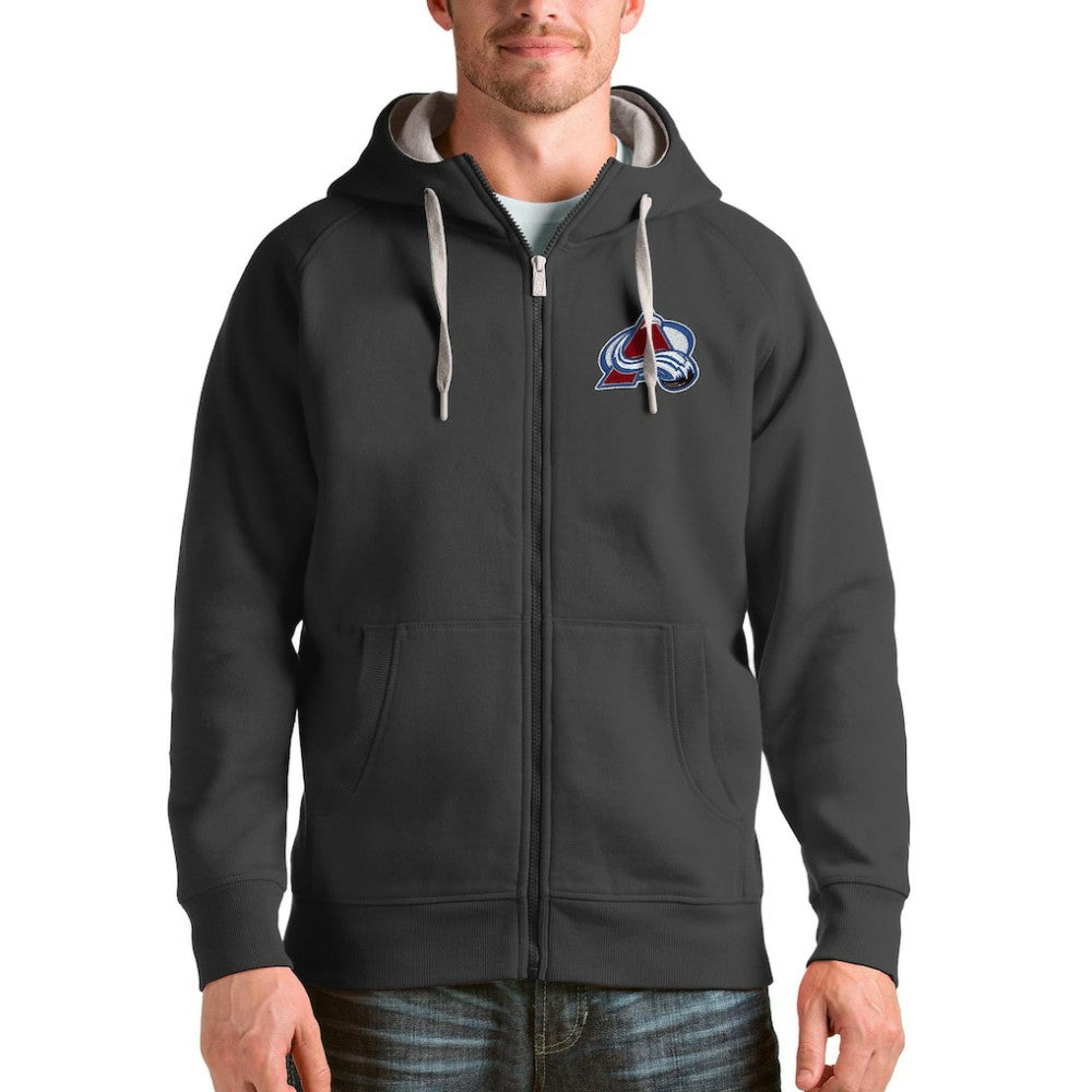 Colorado Avalanche Antigua Logo Victory Full-Zip Hoodie Charcoal