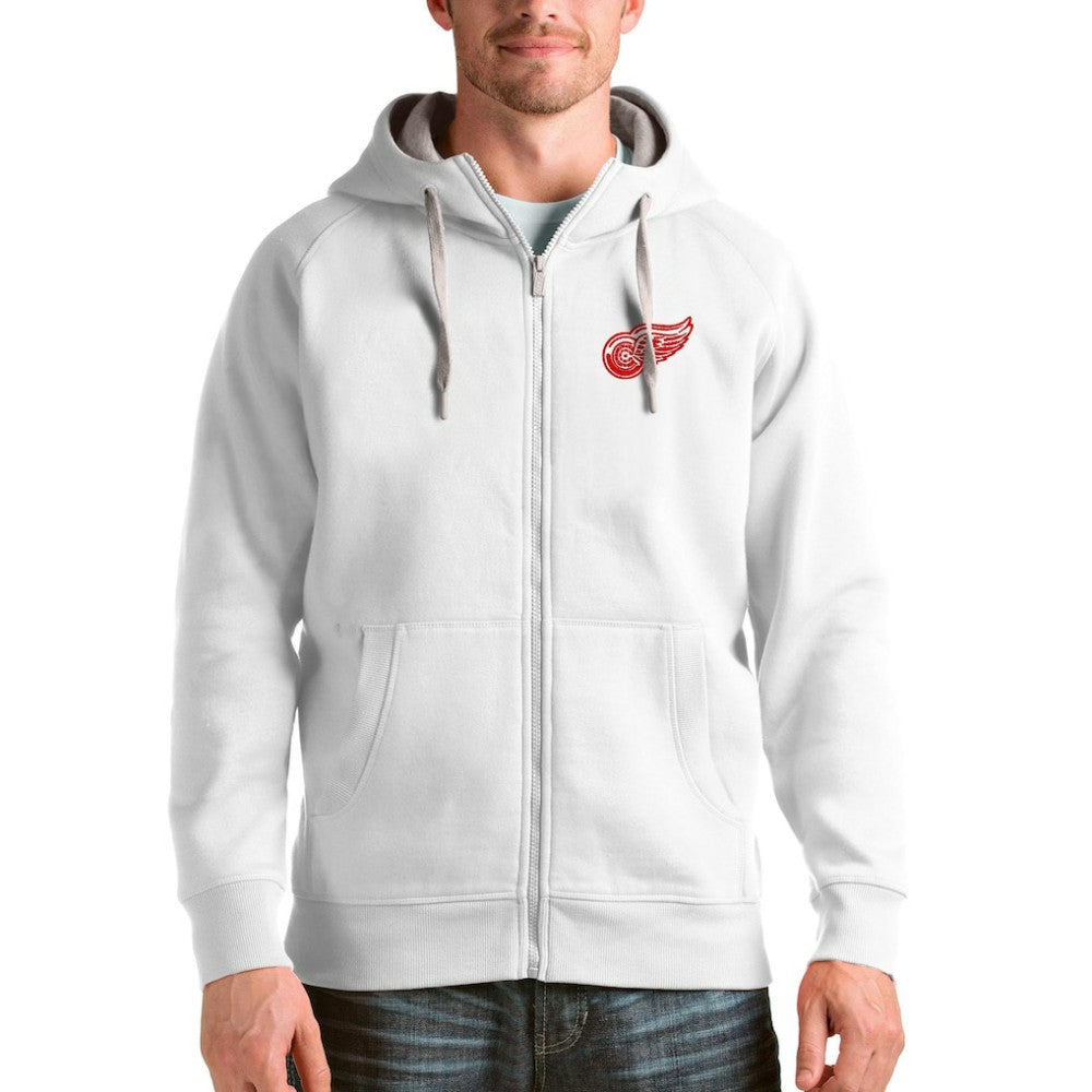 Detroit Red Wings Antigua Logo Victory Full-Zip Hoodie White