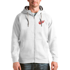 Detroit Red Wings Antigua Logo Victory Full-Zip Hoodie White