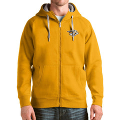 Nashville Predators Antigua Logo Victory Full-Zip Hoodie Gold