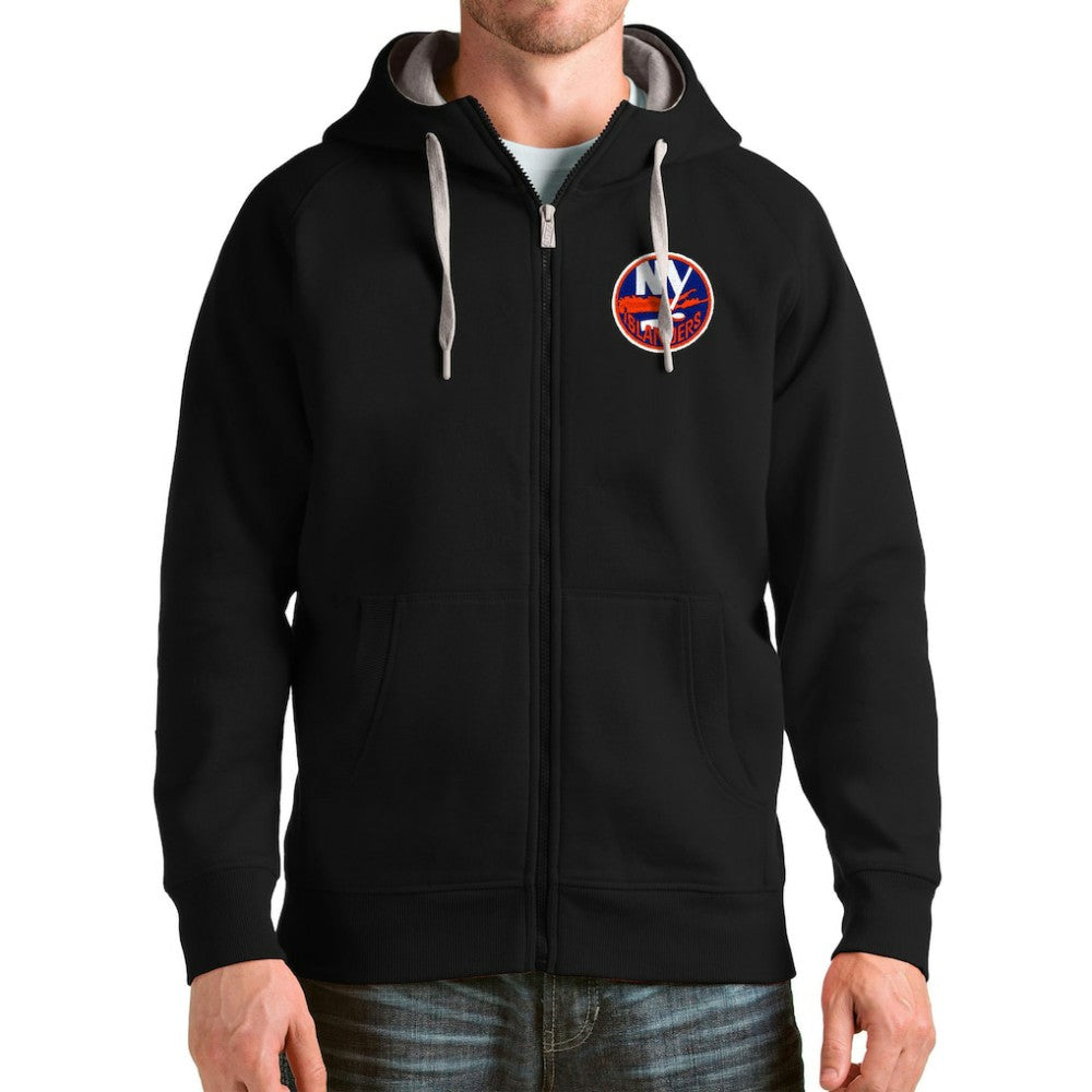 New York Islanders Antigua Logo Victory Full-Zip Hoodie Black