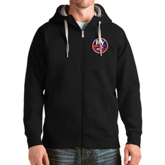 New York Islanders Antigua Logo Victory Full-Zip Hoodie Black