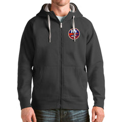 New York Islanders Antigua Logo Victory Full-Zip Hoodie Charcoal