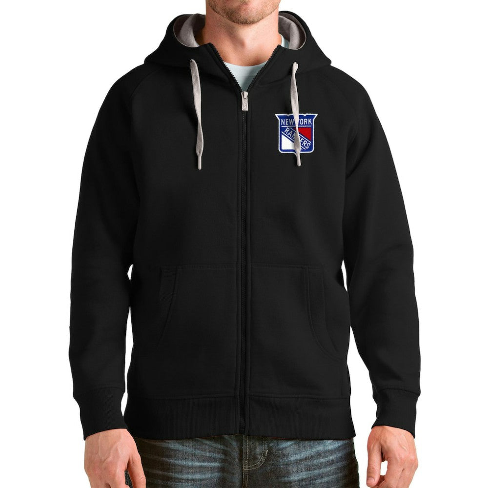 New York Rangers Antigua Logo Victory Full-Zip Hoodie Black