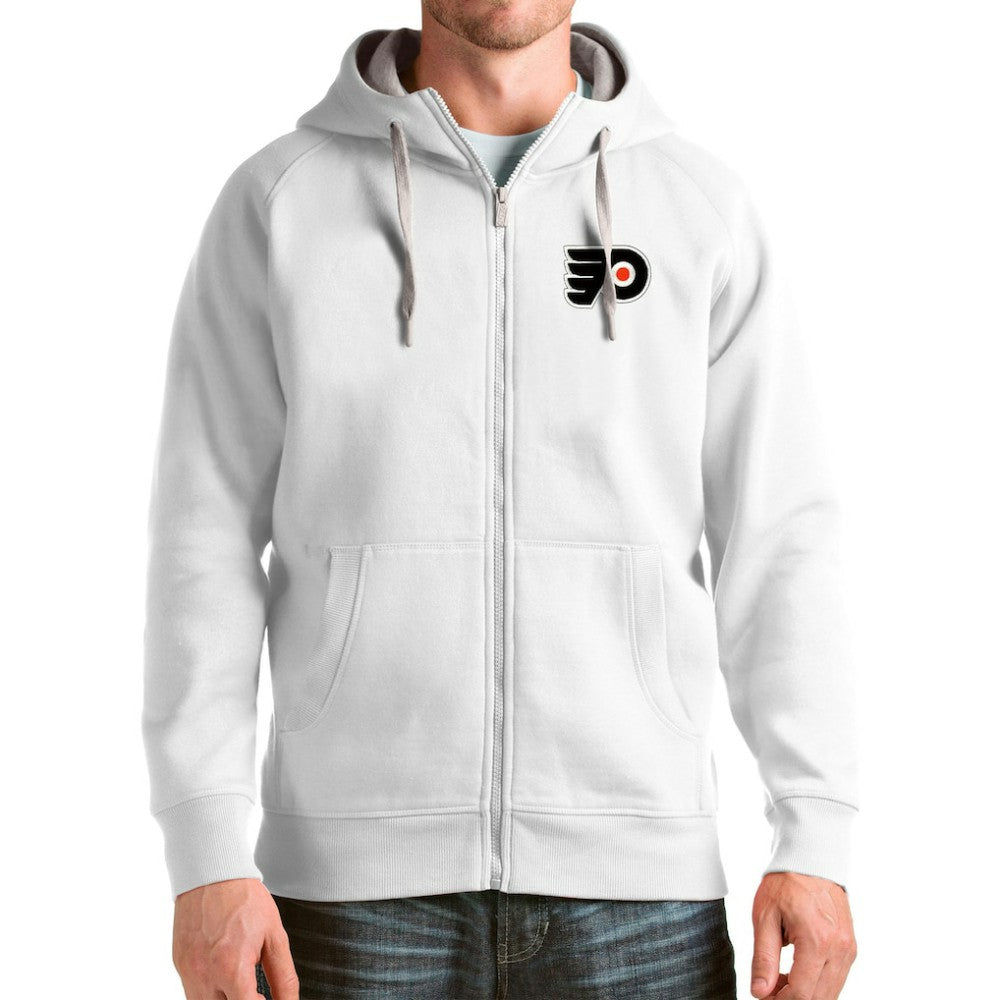 Philadelphia Flyers Antigua Logo Victory Full-Zip Hoodie White