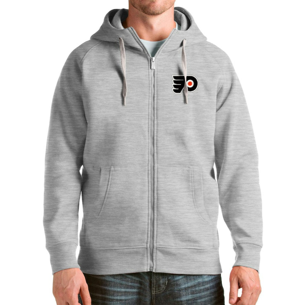 Philadelphia Flyers Antigua Logo Victory Full-Zip Hoodie Heathered Gray
