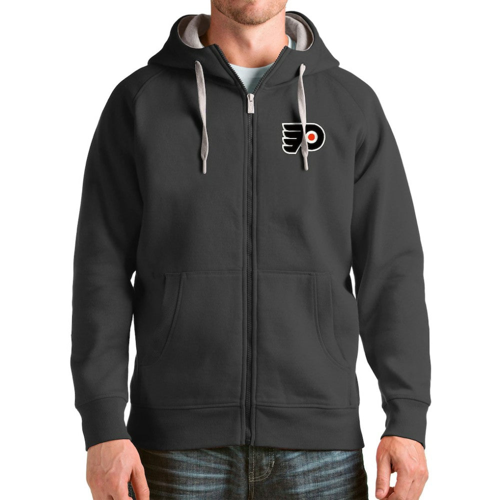 Philadelphia Flyers Antigua Logo Victory Full-Zip Hoodie Charcoal
