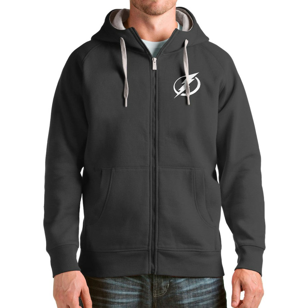 Tampa Bay Lightning Antigua Logo Victory Full-Zip Hoodie Charcoal