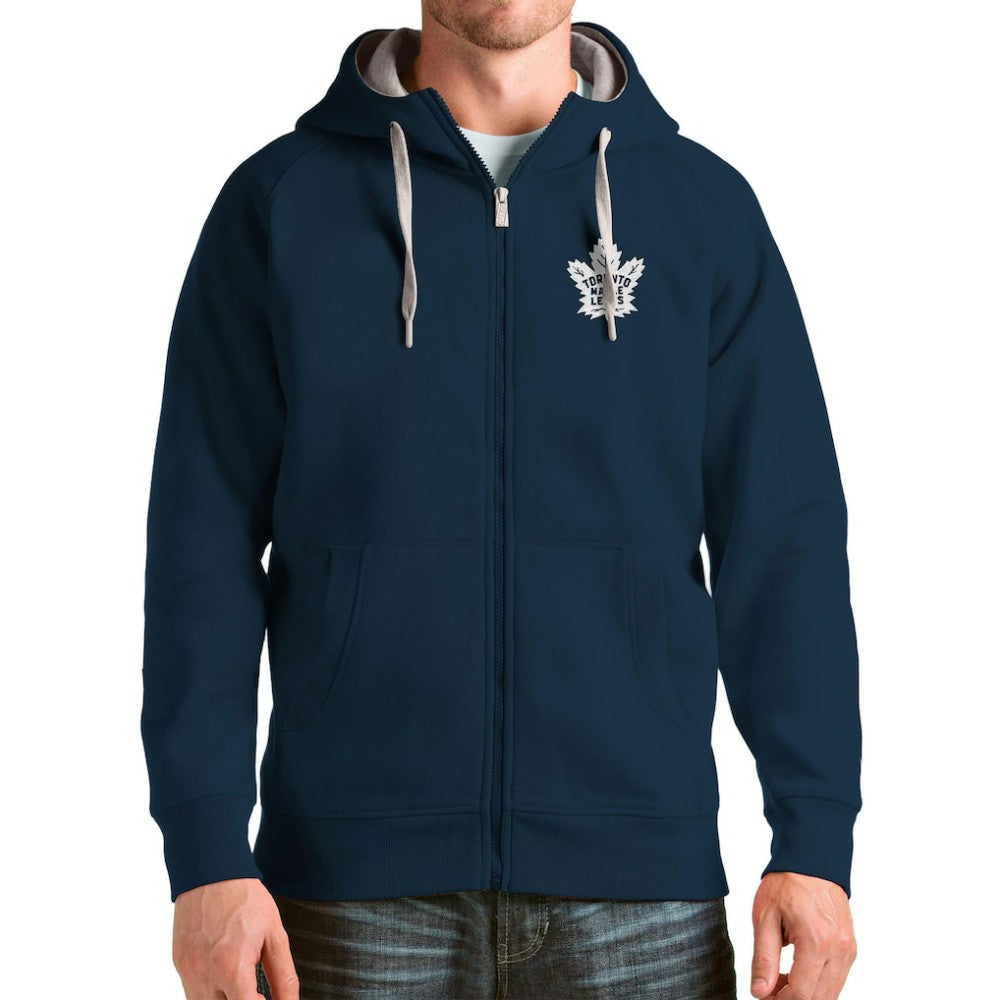 Toronto Maple Leafs Antigua Logo Victory Full-Zip Hoodie Navy