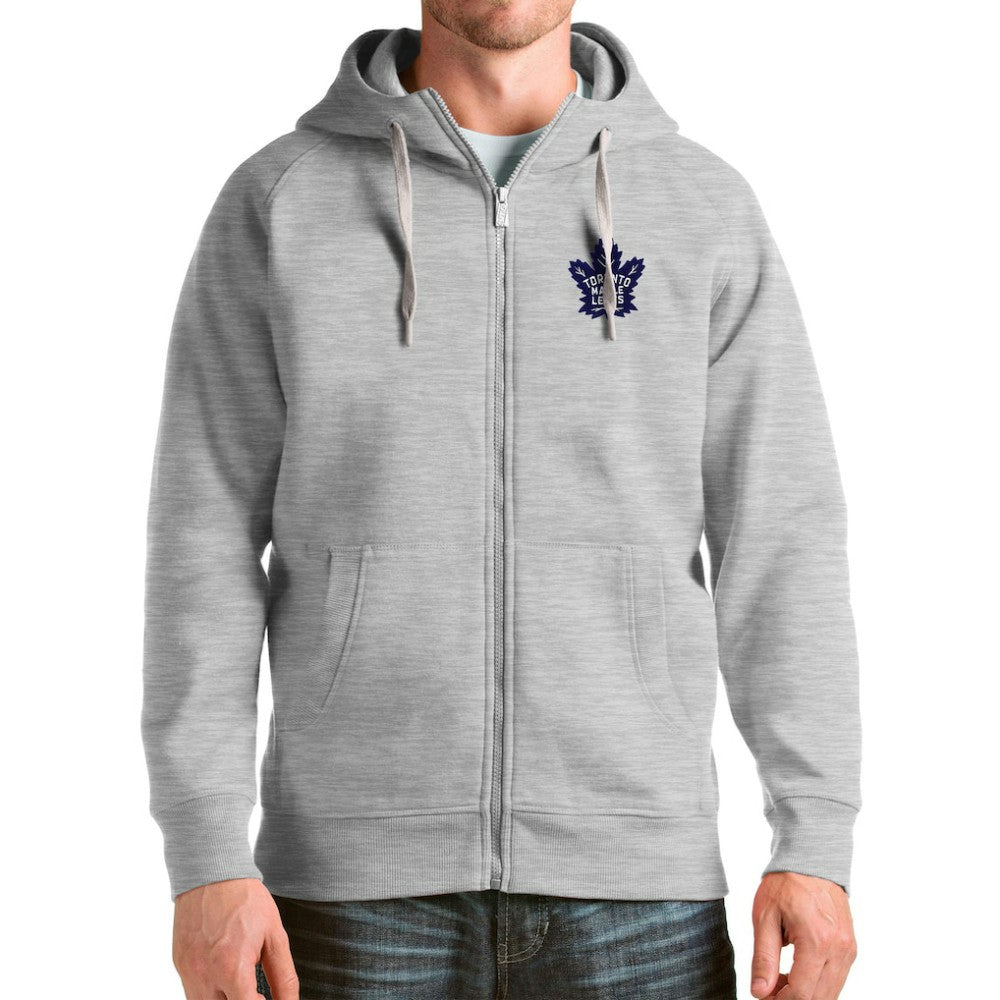 Toronto Maple Leafs Antigua Logo Victory Full-Zip Hoodie Heathered Gray