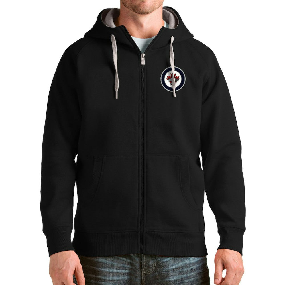 Winnipeg Jets Antigua Logo Victory Full-Zip Hoodie Black