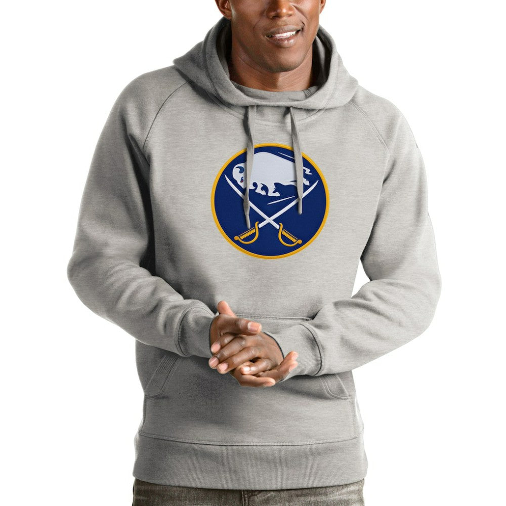 Buffalo Sabres Antigua Logo Victory Pullover Hoodie Heathered Gray