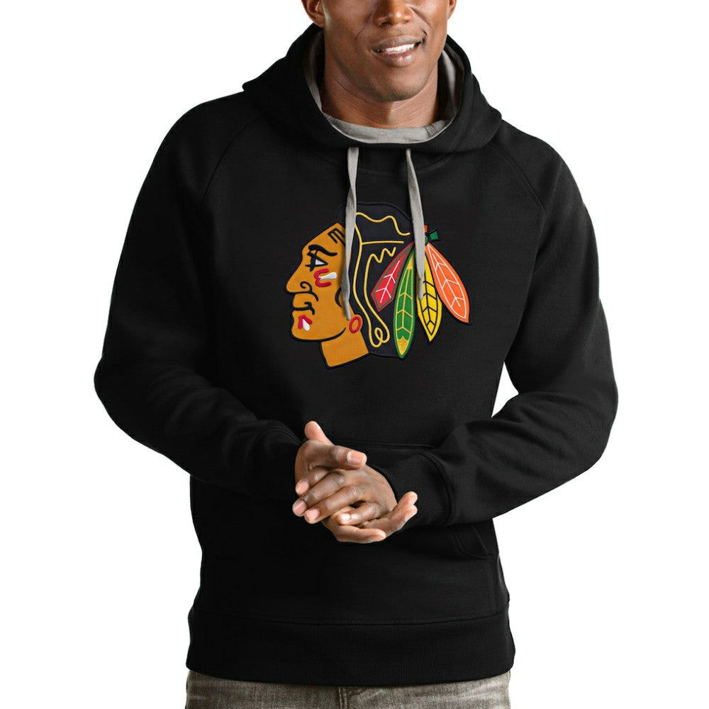 Chicago Blackhawks Antigua Logo Victory Pullover Hoodie Black
