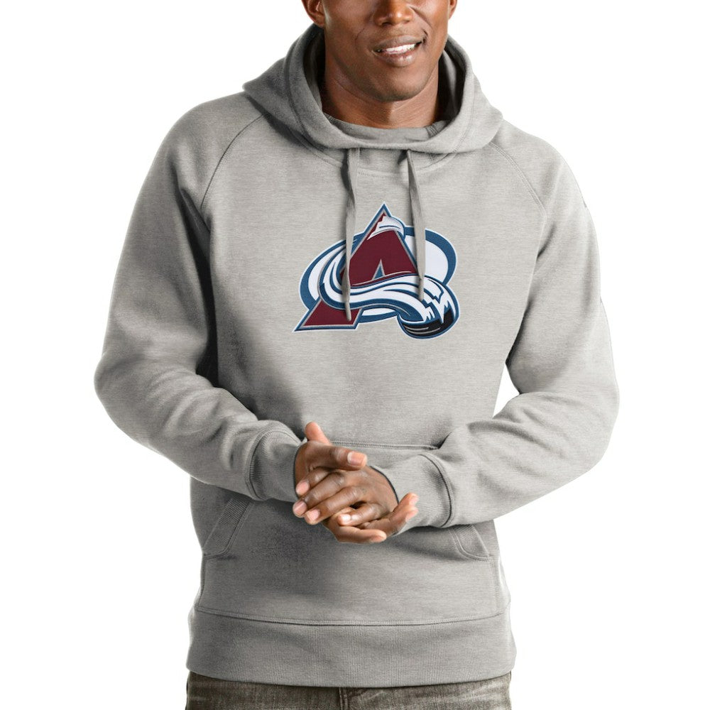Colorado Avalanche Antigua Logo Victory Pullover Hoodie Heathered Gray