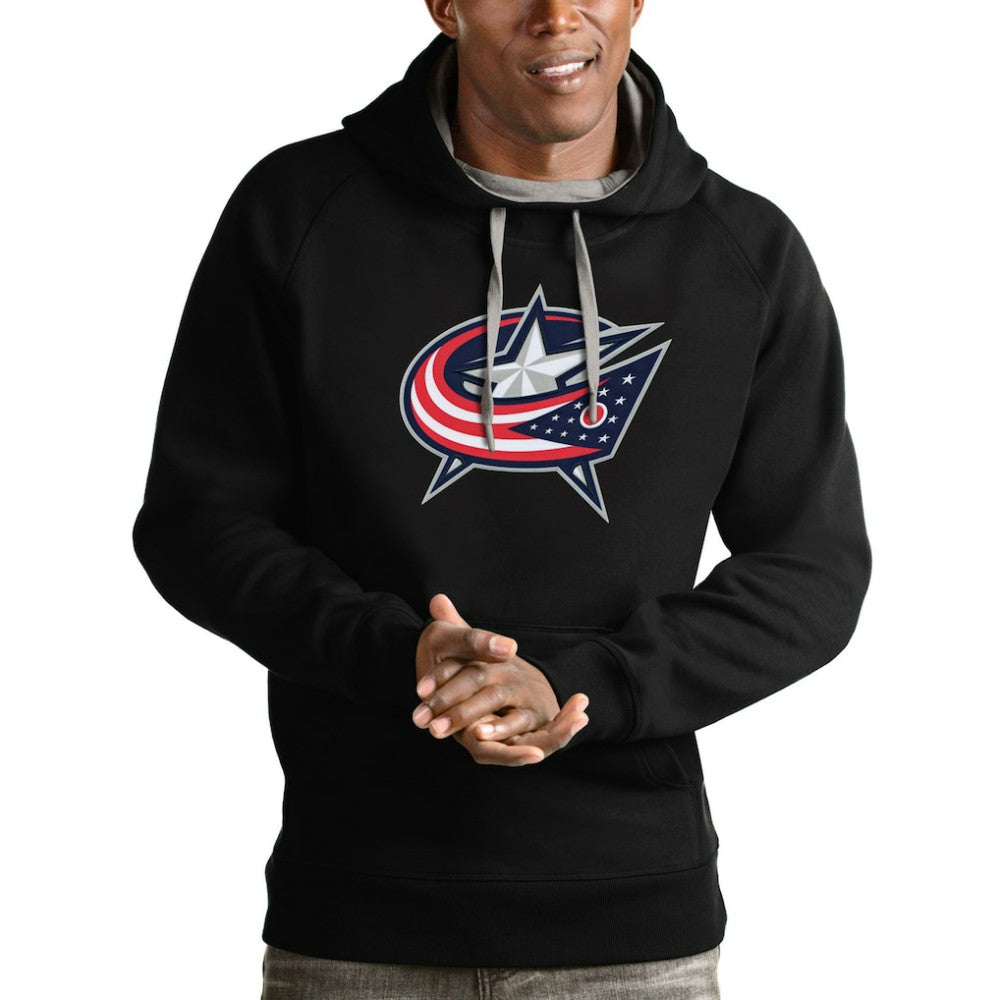Columbus Blue Jackets Antigua Logo Victory Pullover Hoodie Black