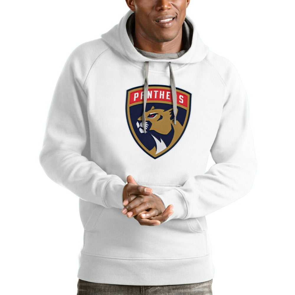 Florida Panthers Antigua Logo Victory Pullover Hoodie White