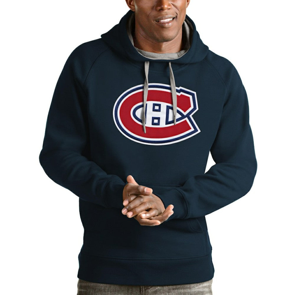 Montreal Canadiens Antigua Logo Victory Pullover Hoodie Navy