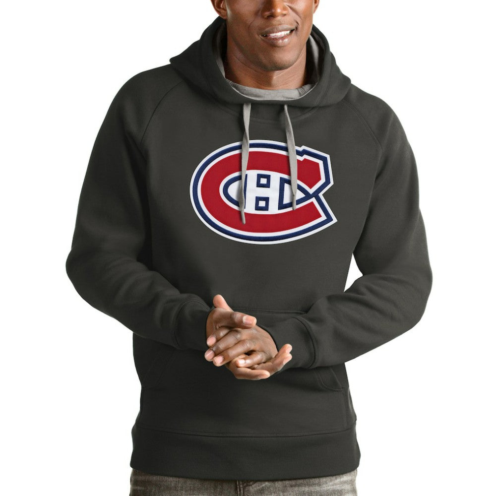 Montreal Canadiens Antigua Logo Victory Pullover Hoodie Charcoal