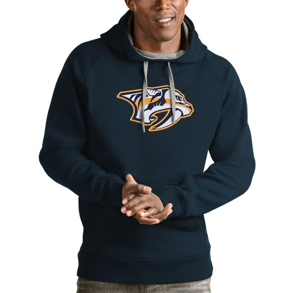 Nashville Predators Antigua Logo Victory Pullover Hoodie Navy
